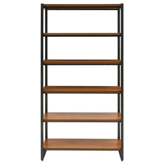 Anderson 6-Tier Bookcase in Gliese Brown - front studio view - Whats New Furniture Portland