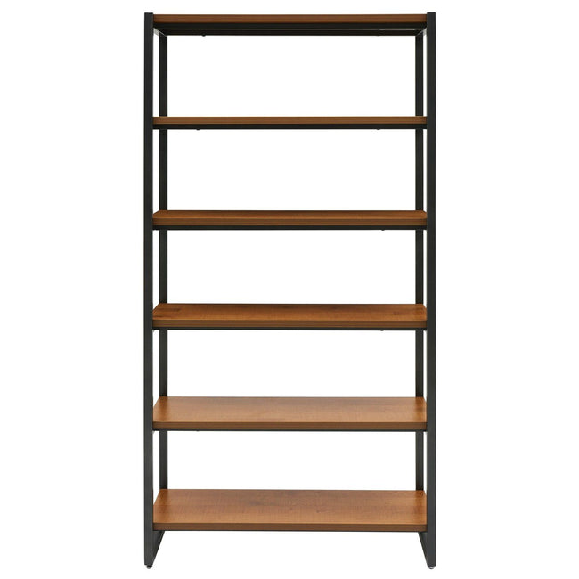 Anderson 6-Tier Bookcase in Gliese Brown - front studio view - Whats New Furniture Portland