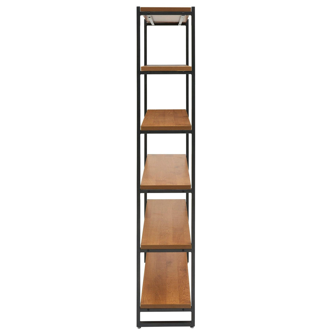 Anderson 6-Tier Bookcase in Gliese Brown - side studio view - Whats New Furniture Portland