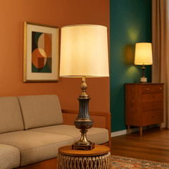 Antique Brass Lamp detail view - Whats New Furniture - Portland, Oregon