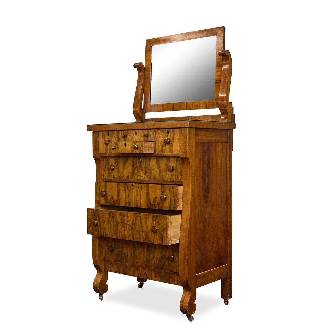 Antique Highboy w/Mirror detail view 3 - Whats New Furniture - Portland, Oregon