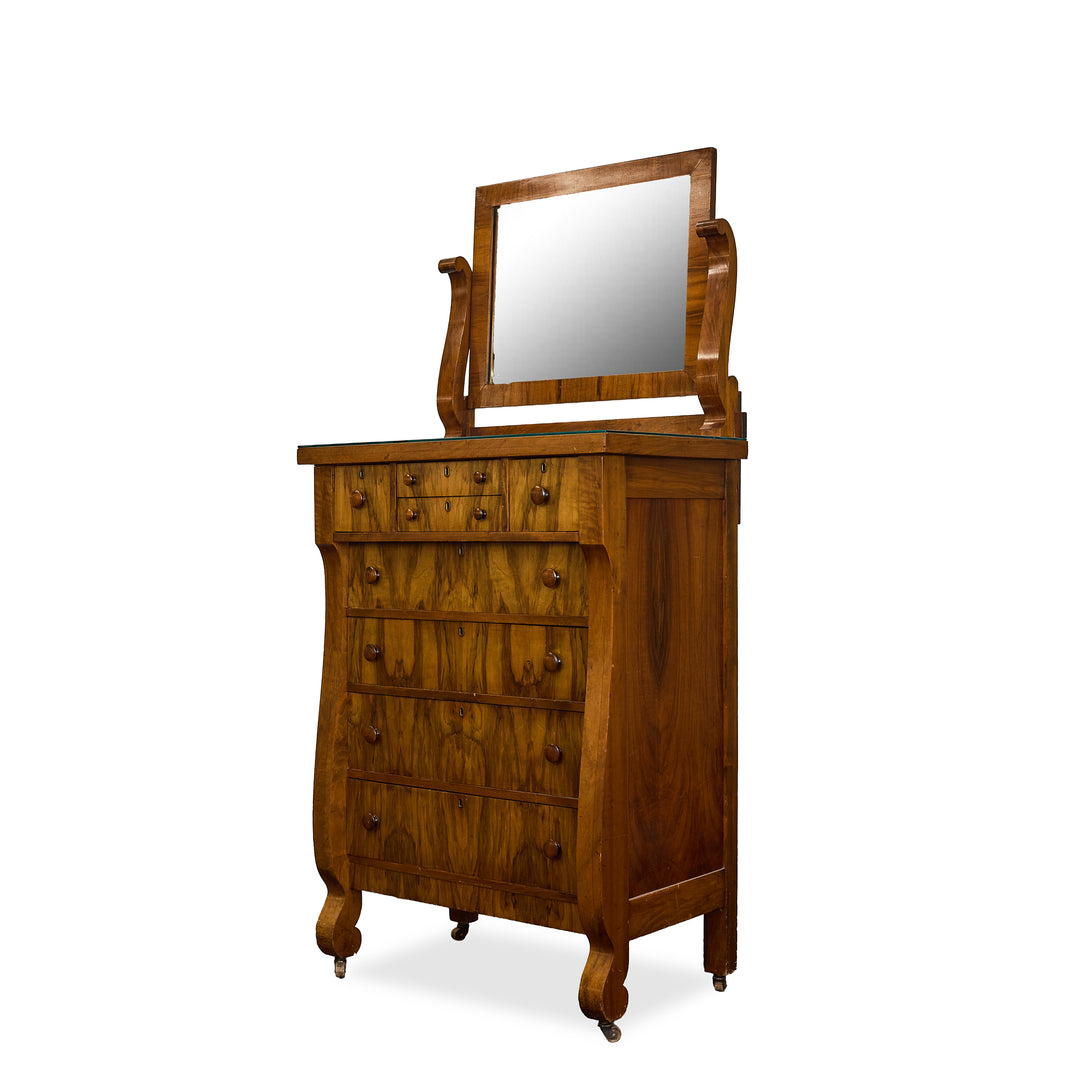 Antique Highboy w/Mirror detail view 2 - Whats New Furniture - Portland, Oregon