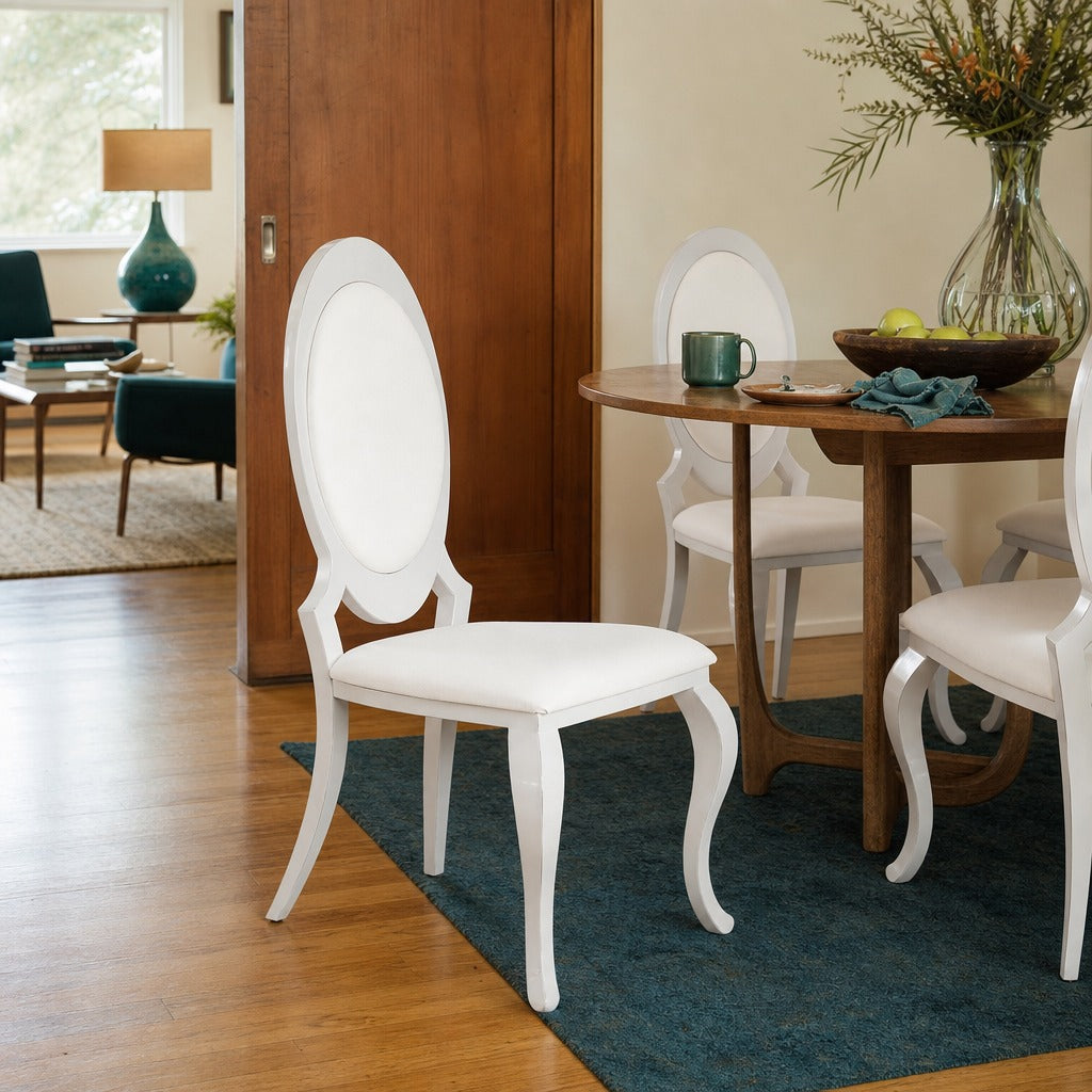 Antoine Upholstered Dining Chair Cream White Set Of 2 styled in Portland Mt. Tabor mid-century daylight ranch living room - What&