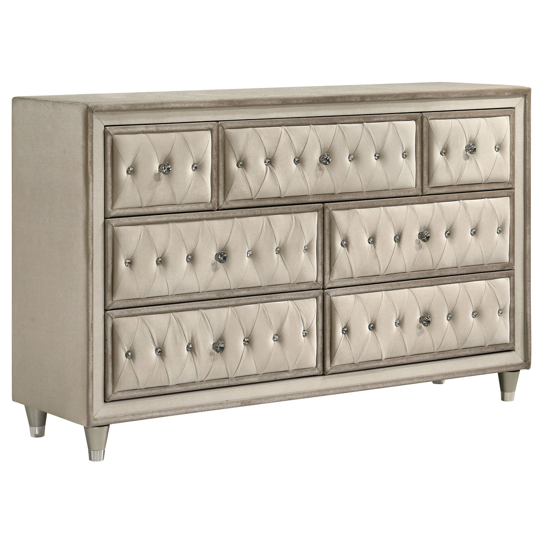 Antonella 7-drawer Upholstered Dresser Ivory and Camel - What&