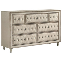 Antonella 7-drawer Upholstered Dresser Ivory and Camel - What&