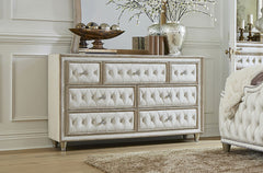 Antonella 7-drawer Upholstered Dresser Ivory and Camel - What&