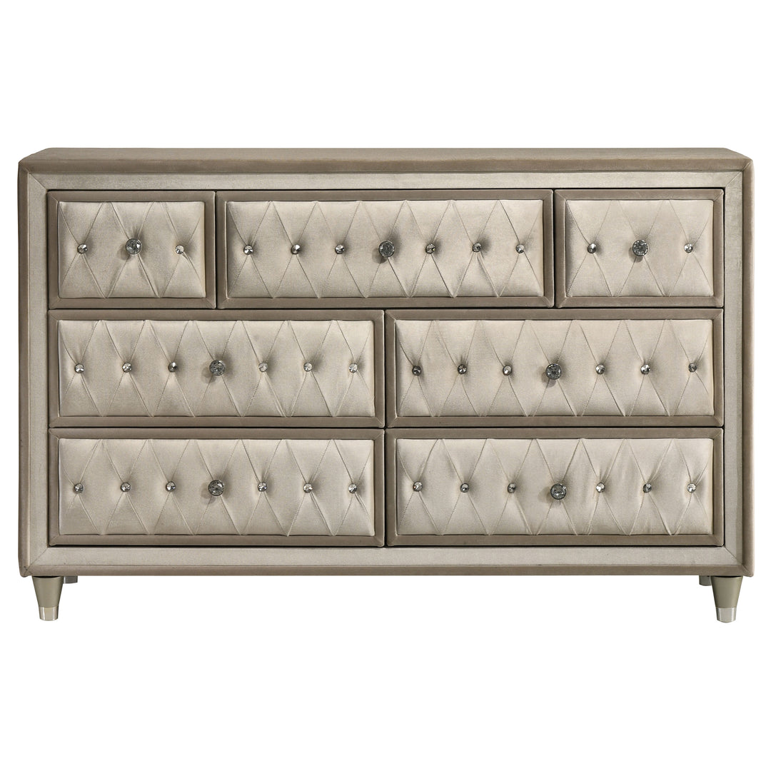 Antonella 7-drawer Upholstered Dresser Ivory and Camel - What&