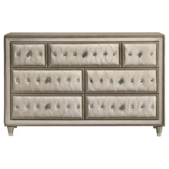Antonella 7-drawer Upholstered Dresser Ivory and Camel - What&