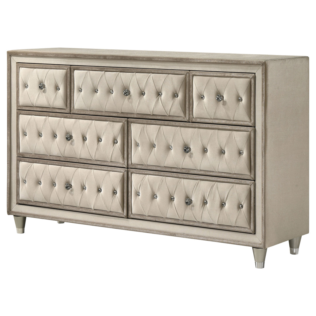 Antonella 7-drawer Upholstered Dresser Ivory and Camel - What&