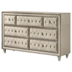 Antonella 7-drawer Upholstered Dresser Ivory and Camel - What&