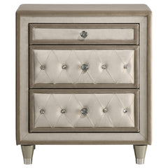 Antonella Upholstered 3-drawer Nightstand Ivory and Camel - What&
