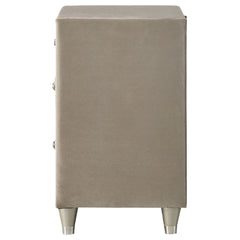 Antonella Upholstered 3-drawer Nightstand Ivory and Camel - What&