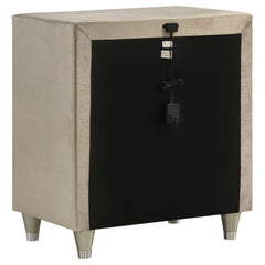 Antonella Upholstered 3-drawer Nightstand Ivory and Camel - What&