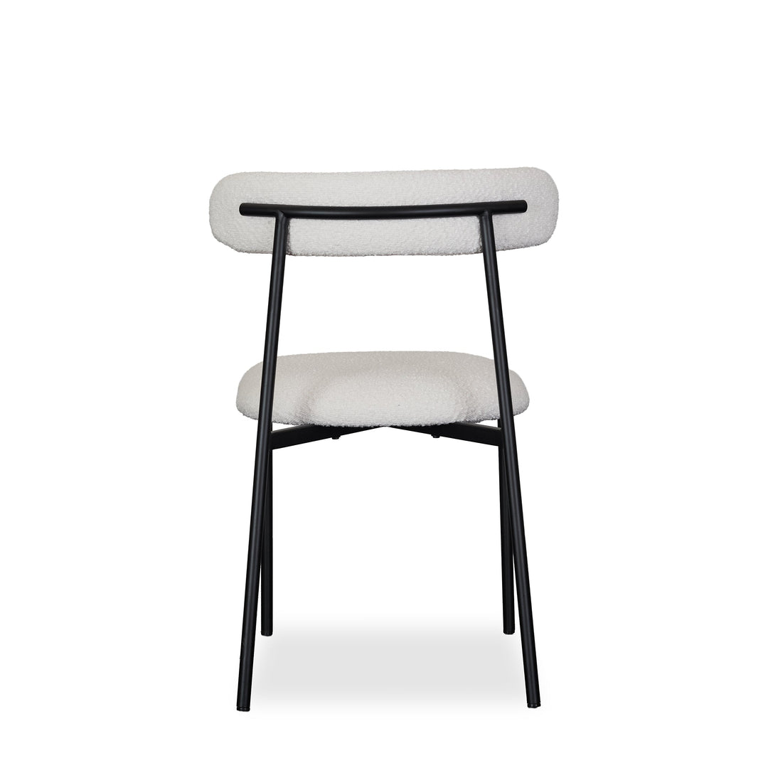 Anzio Boucle Upholstered Dining Side Chair in White Boucle back view - boucle dining chair by Coaster - Whats New Furniture Portland OR