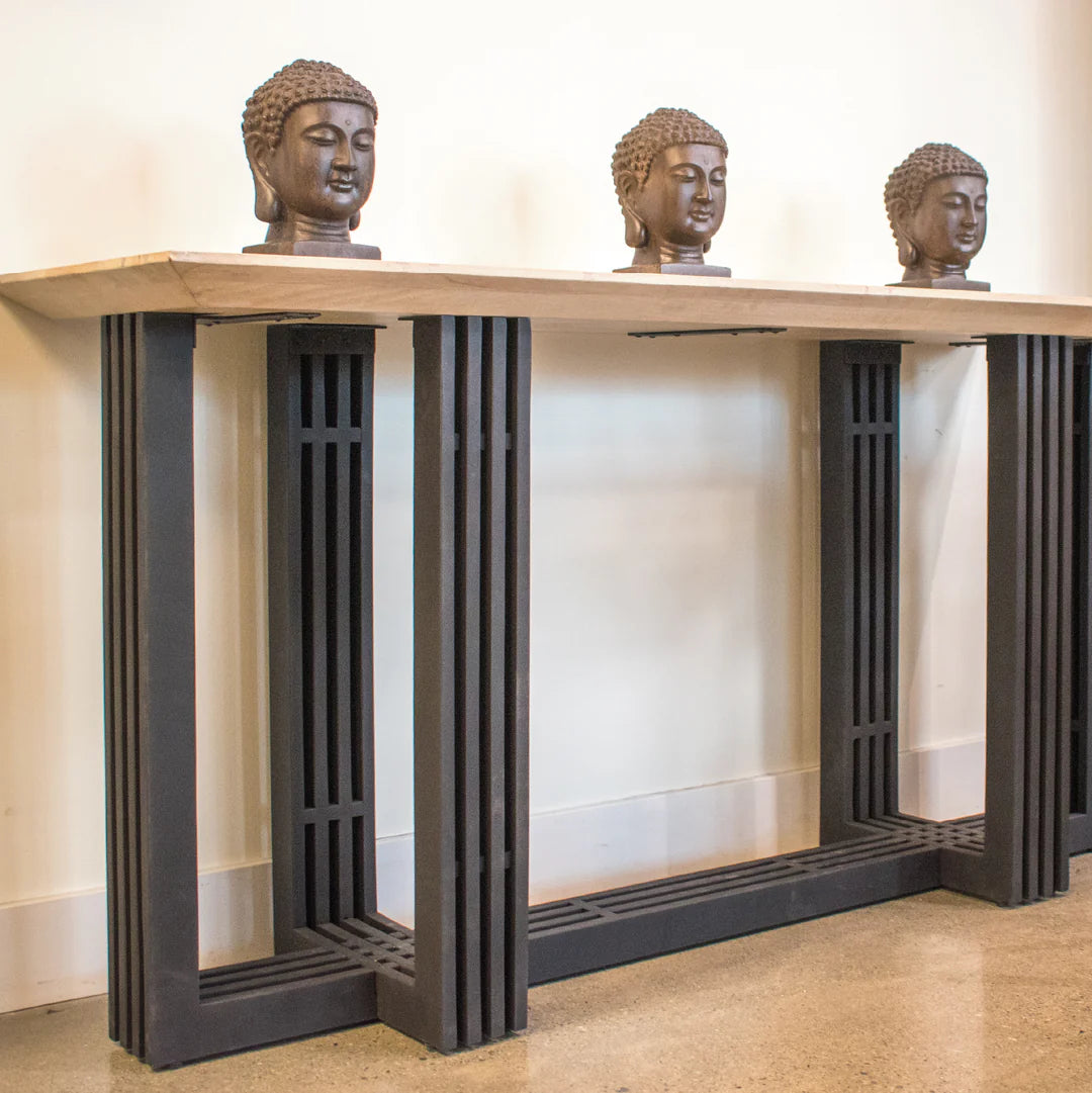 Arcadia Console in Mango Heartwood styled room setting - Mango Heartwood console table - Whats New Furniture Portland OR