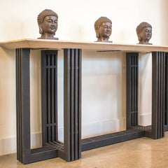 Arcadia Console in Mango Heartwood styled room setting - Mango Heartwood console table - Whats New Furniture Portland OR