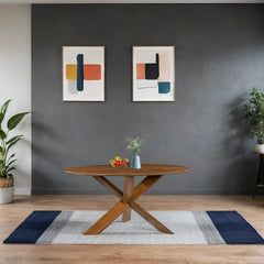 Arcadia Round 3-Legged Dining Table in Medium Walnut alternate view - round mango wood dining table by LH Imports - Whats New Furniture Portland OR