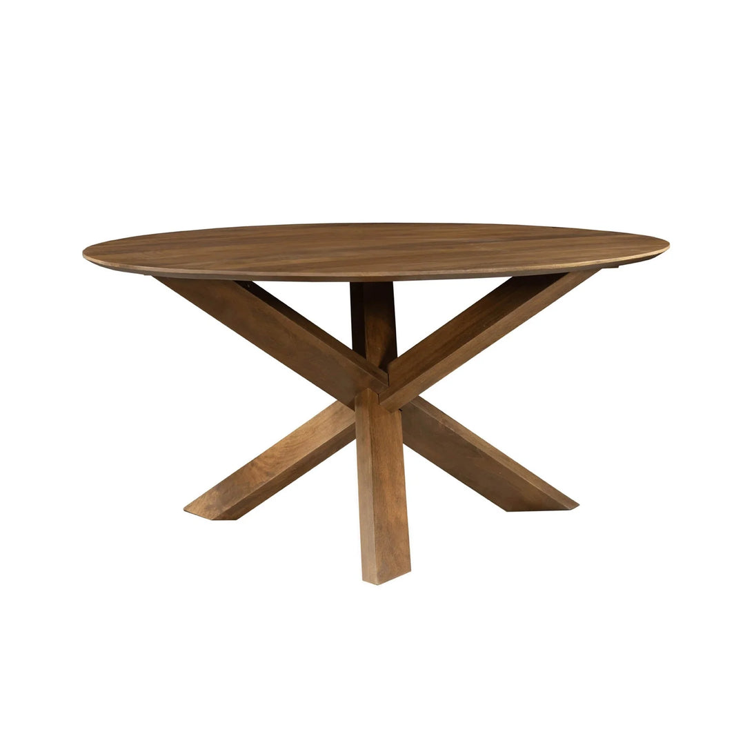 Arcadia Round 3-Legged Dining Table in Medium Walnut - round mango wood dining table by LH Imports - Whats New Furniture Portland OR