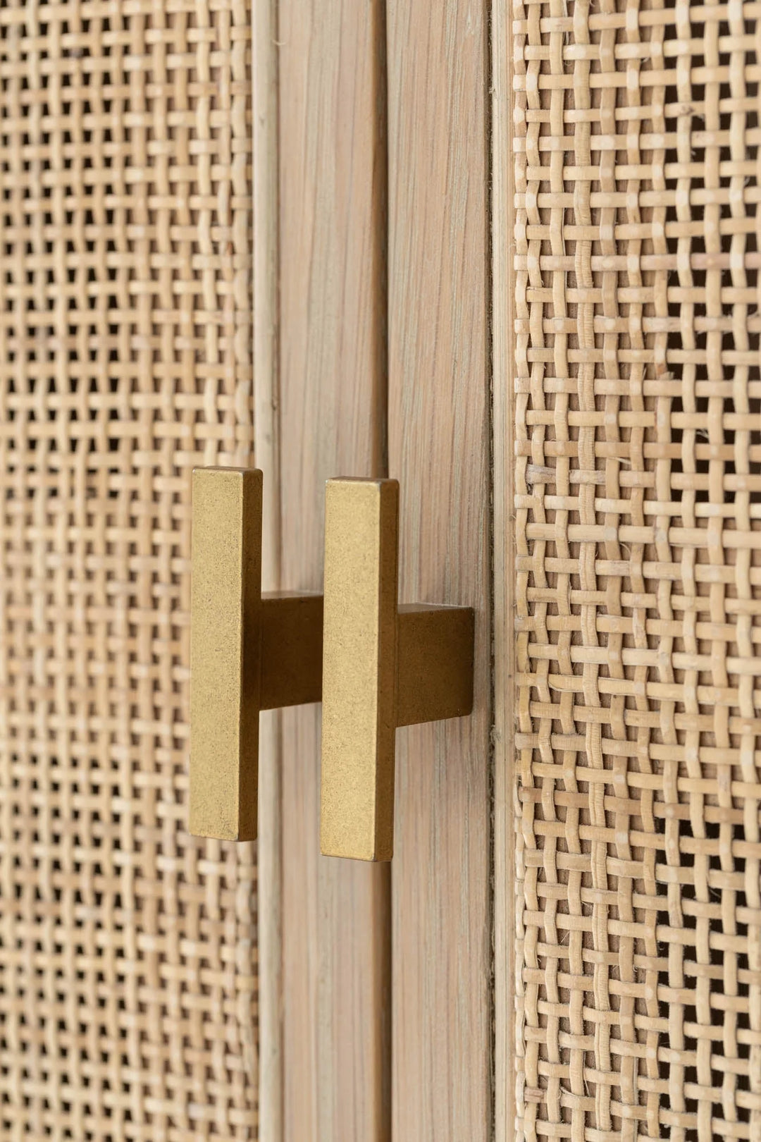 Arco Tall Cabinet in Natural handle detail - rattan door tall cabinet by LH Imports - Whats New Furniture Portland OR