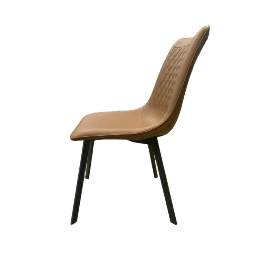 Arden Dining Chair in Brown side view - cushioned dining chair - Whats New Furniture Portland OR