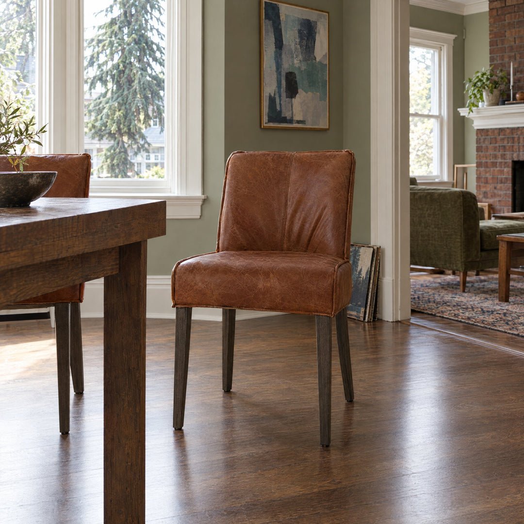 Aria Dining Chair in Sienna Chestnut styled in a Portland home - Whats New Furniture