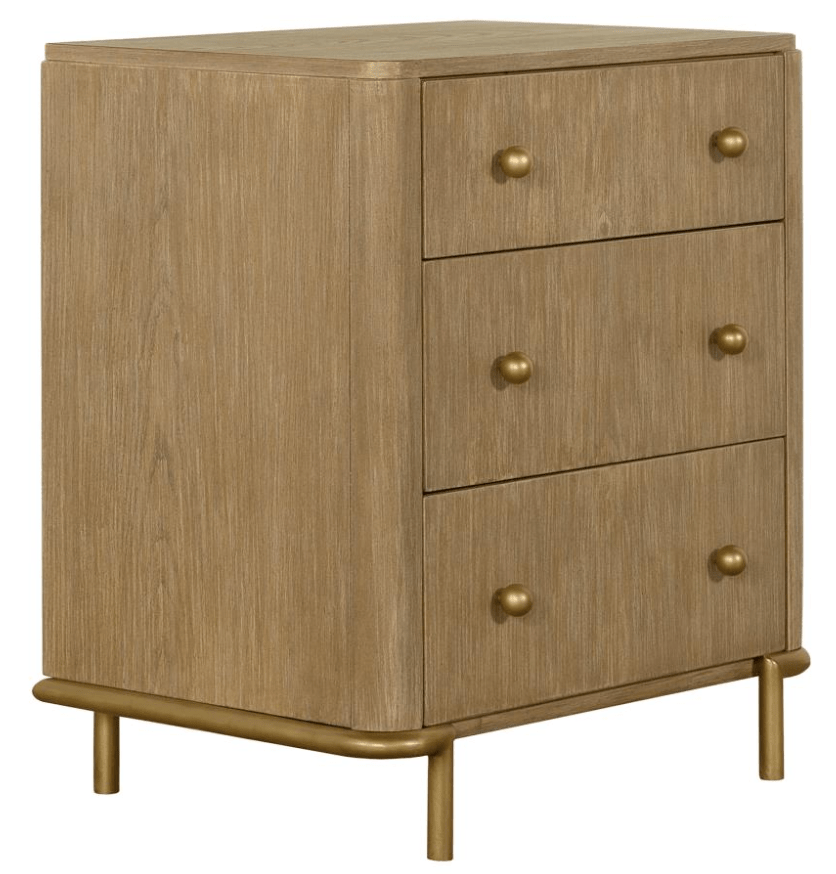 Arini 3-Drawer Nightstand in Sand Wash alternate front view - three-drawer nightstand by Coaster - Whats New Furniture Portland OR