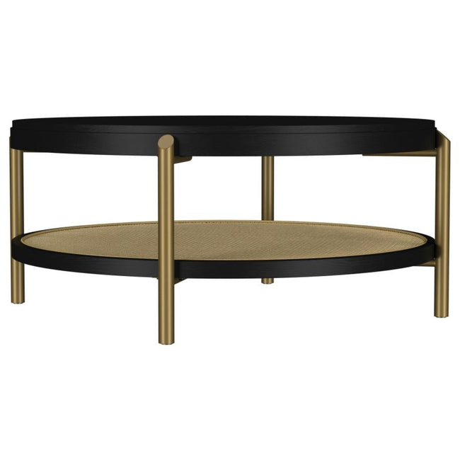 Arini Round Coffee Table in Black - round coffee table by Coaster - Whats New Furniture Portland OR