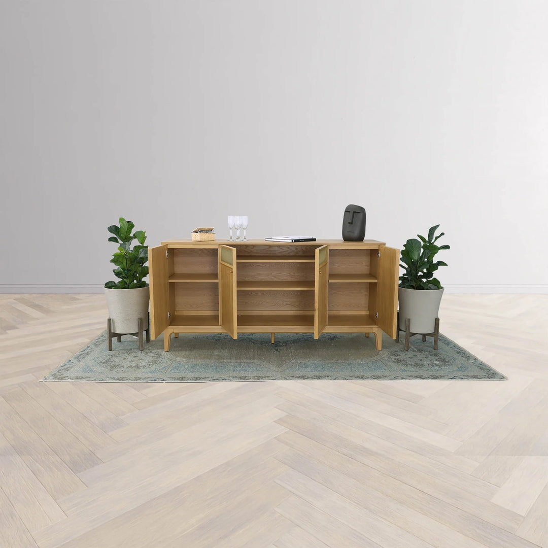 Arizona Sideboard in Natural Oak styled room setting - natural oak sideboard by LH Imports - Whats New Furniture Portland OR