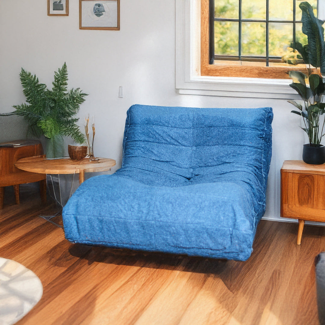 Armless Lounge Chair (Blue) detail view 3 - Whats New Furniture - Portland, Oregon