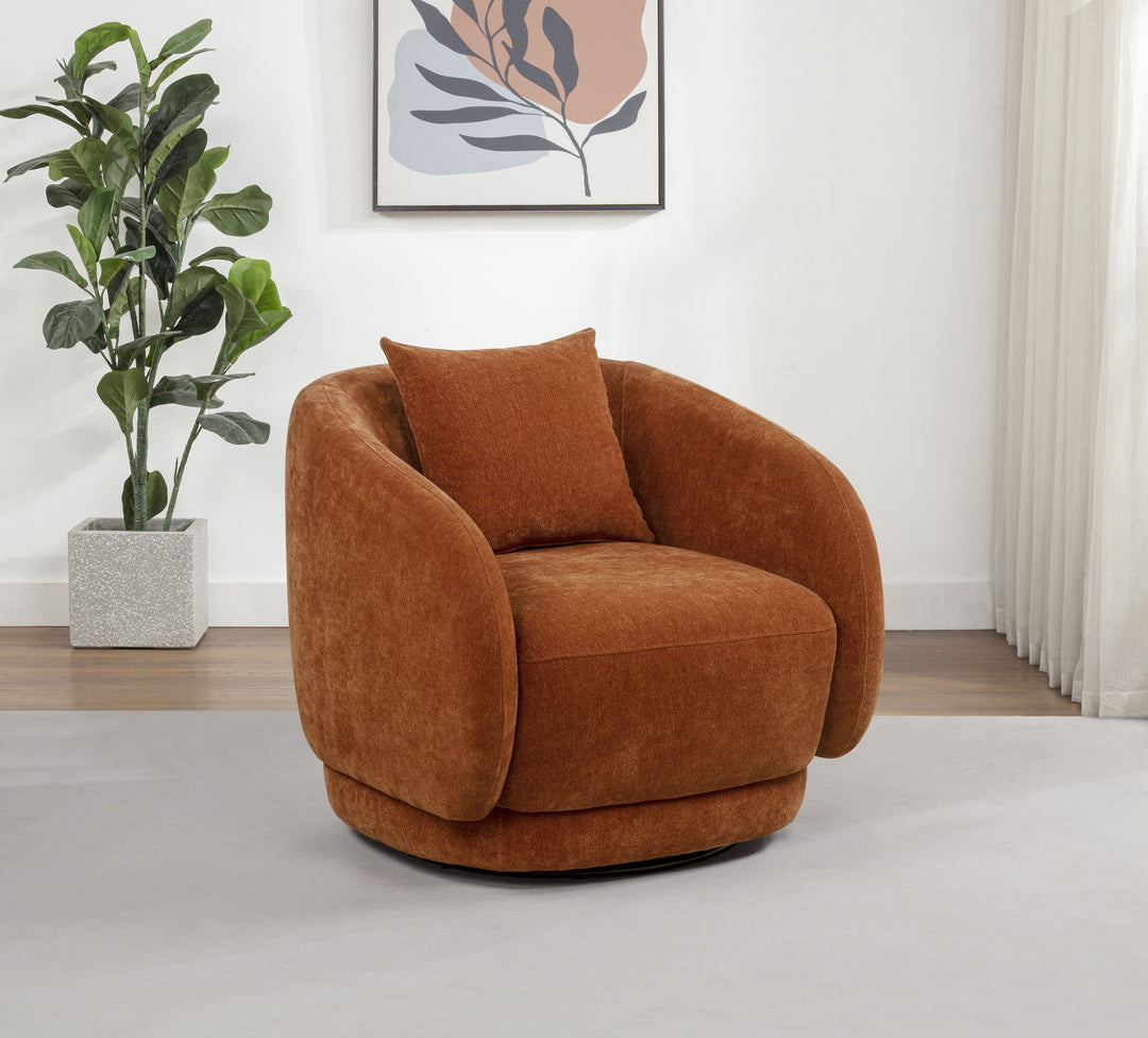 Arnaud Chenille Upholstered Swivel Accent Chair Burnt Orange - What&