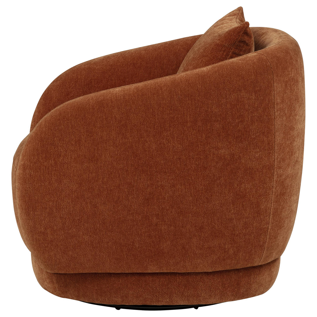 Arnaud Chenille Upholstered Swivel Accent Chair Burnt Orange - What&