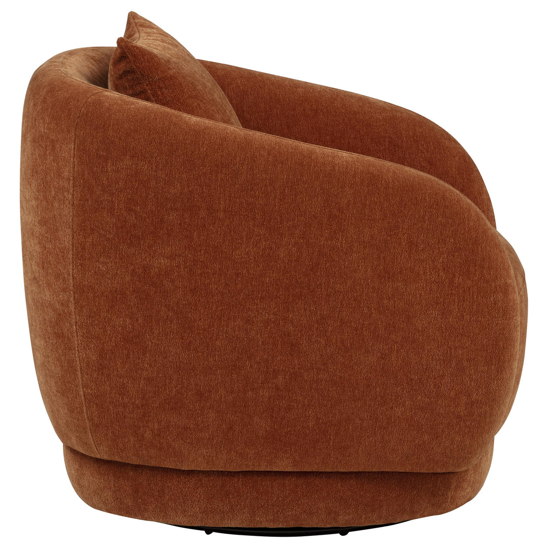 Arnaud Chenille Upholstered Swivel Accent Chair Burnt Orange - What&
