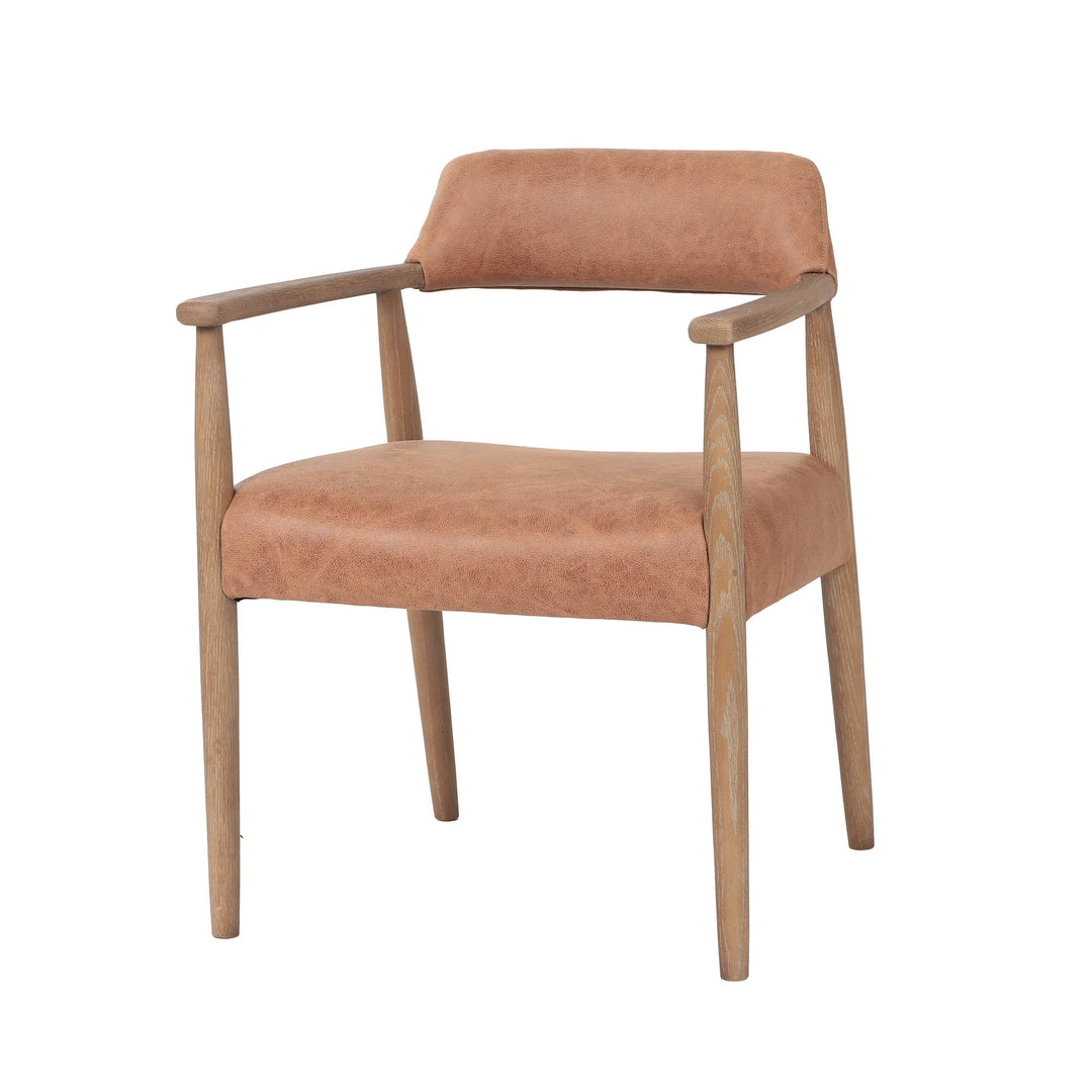 Artemis Dining Chair in Honey Tan alternate angle - solid ash leather dining chair by LH Imports - Whats New Furniture Portland OR