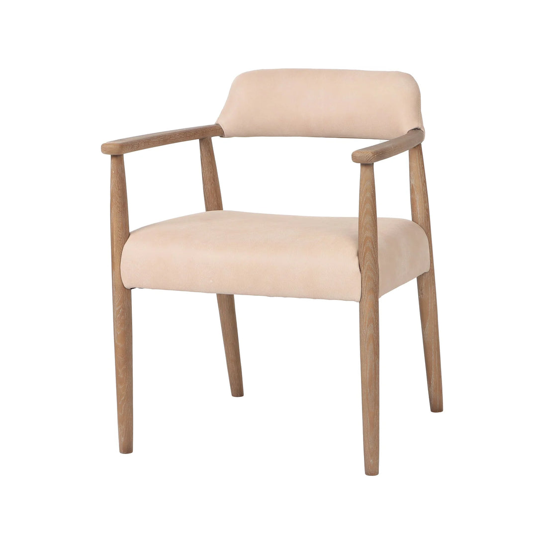 Artemis Dining Chair in Oyster side angle - solid ash leather dining chair by LH Imports - Whats New Furniture Portland OR