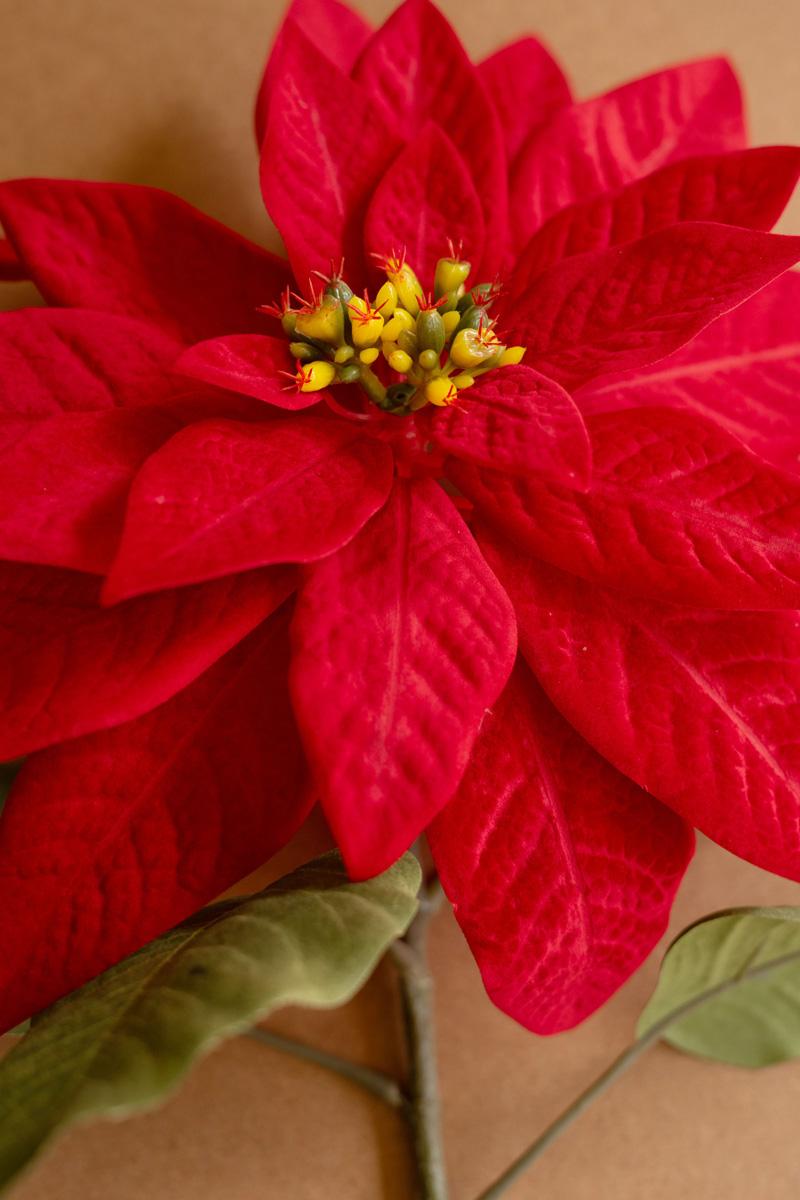 Artificial Red Poinsettia Stem bloom - faux plants by Kalalou - Whats New Furniture Portland OR