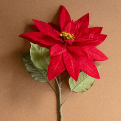Artificial Red Poinsettia Stem bract detail - faux plants by Kalalou - Whats New Furniture Portland OR