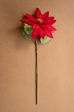 Artificial Red Poinsettia Stem on a studio background - faux plants by Kalalou - Whats New Furniture Portland OR
