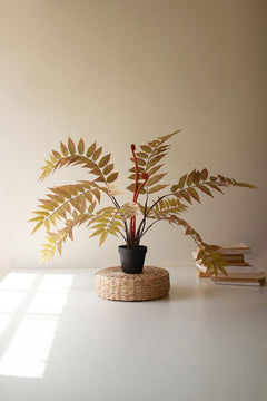 Faux Yellow Fern in Pot — view 2