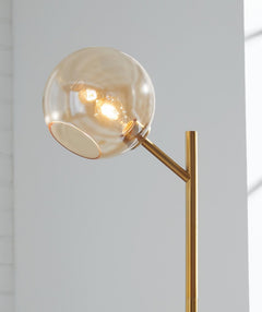 Abanson Amber Glass Floor Lamp in Amber/Gold Finish — Ashley Furniture detail view