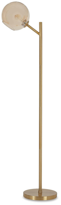Abanson Amber Glass Floor Lamp in Amber/Gold Finish — official Ashley Furniture studio view