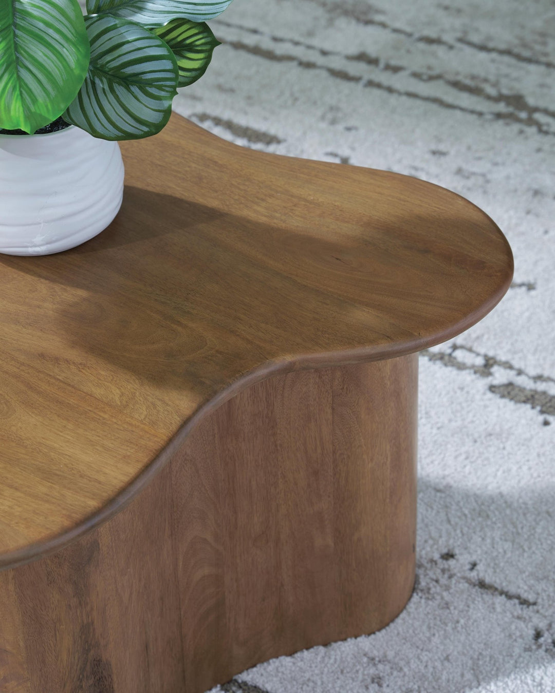 Abeford Nesting Coffee Tables detail of the organic mango wood tabletop edge - Whats New Furniture Portland OR
