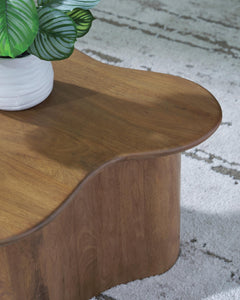 Abeford Nesting Coffee Tables detail of the organic mango wood tabletop edge - Whats New Furniture Portland OR