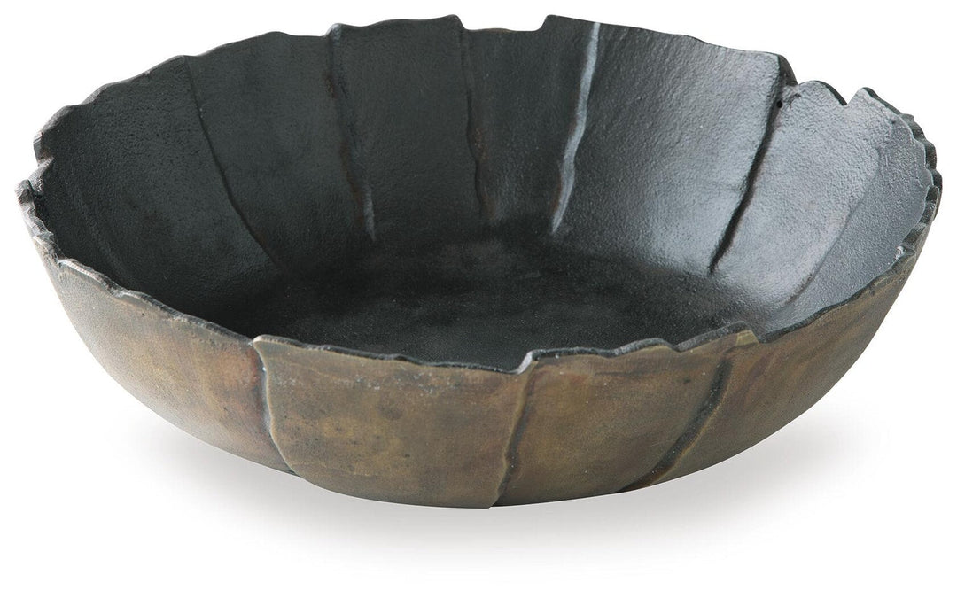 Aidman Bowl in Black/Antique Gold Finish — Ashley Furniture official alternate studio view view