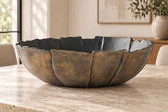Aidman Bowl in Black/Antique Gold Finish styled in a Portland home — lifestyle view