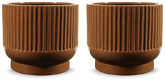 Avalyah 8-Inch Vase Set of 2 in Burnt Umber — Ashley Furniture official alternate studio set view view