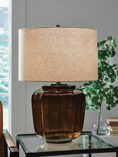 Bainmore Glass Table Lamp by Ashley Furniture - product view - Whats New Furniture Portland OR