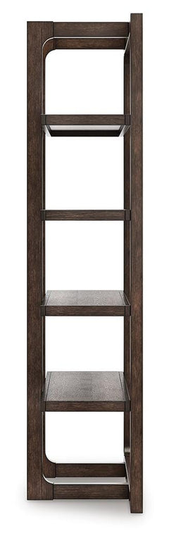 Breckington Bookcase side profile in dark brown oak veneer - Whats New Furniture Portland OR