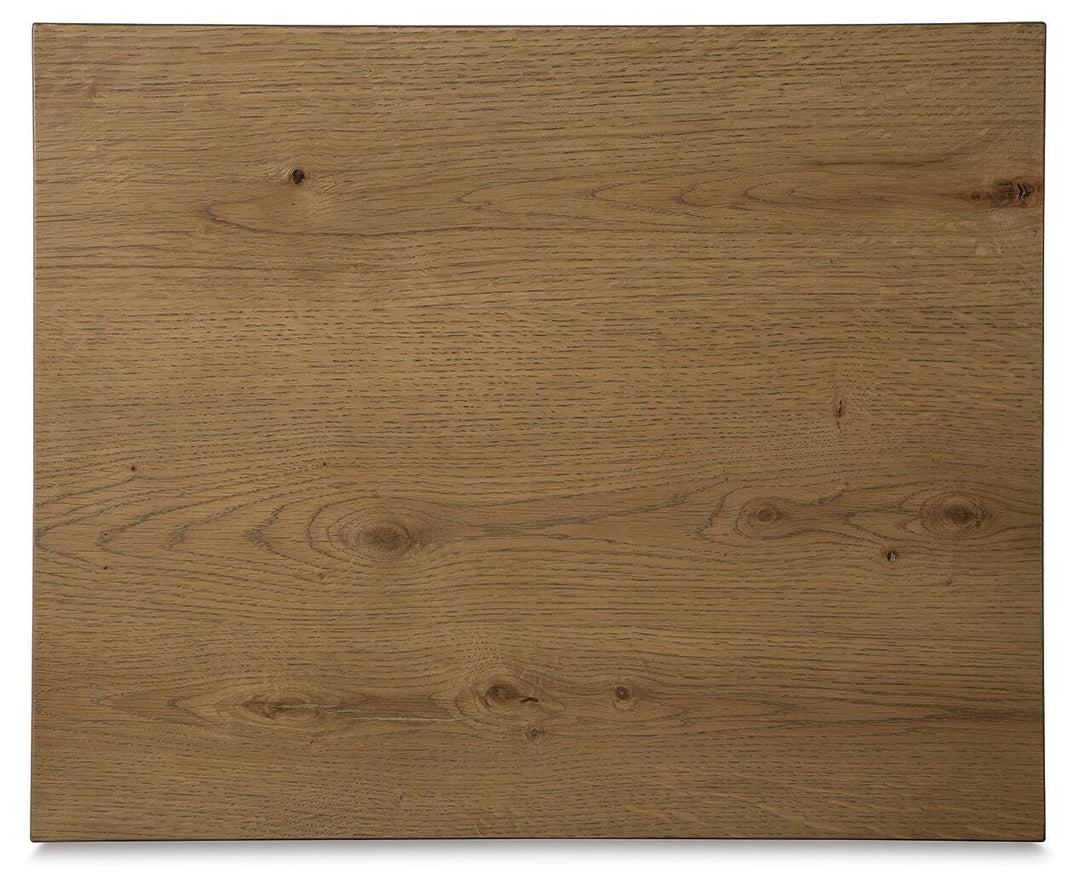 Brinstead Chairside End Table top view of the rustic oak veneer surface - Whats New Furniture Portland OR