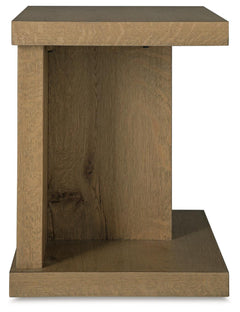 Brinstead Chairside End Table in natural oak side profile - Ashley chairside table - Whats New Furniture Portland OR