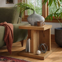 Brinstead Chairside End Table in Light Brown styled in a Portland living room - Whats New Furniture